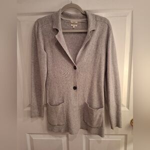 YERSE Grey Cashmere Wool Blend Sweater Cardigan Size Small